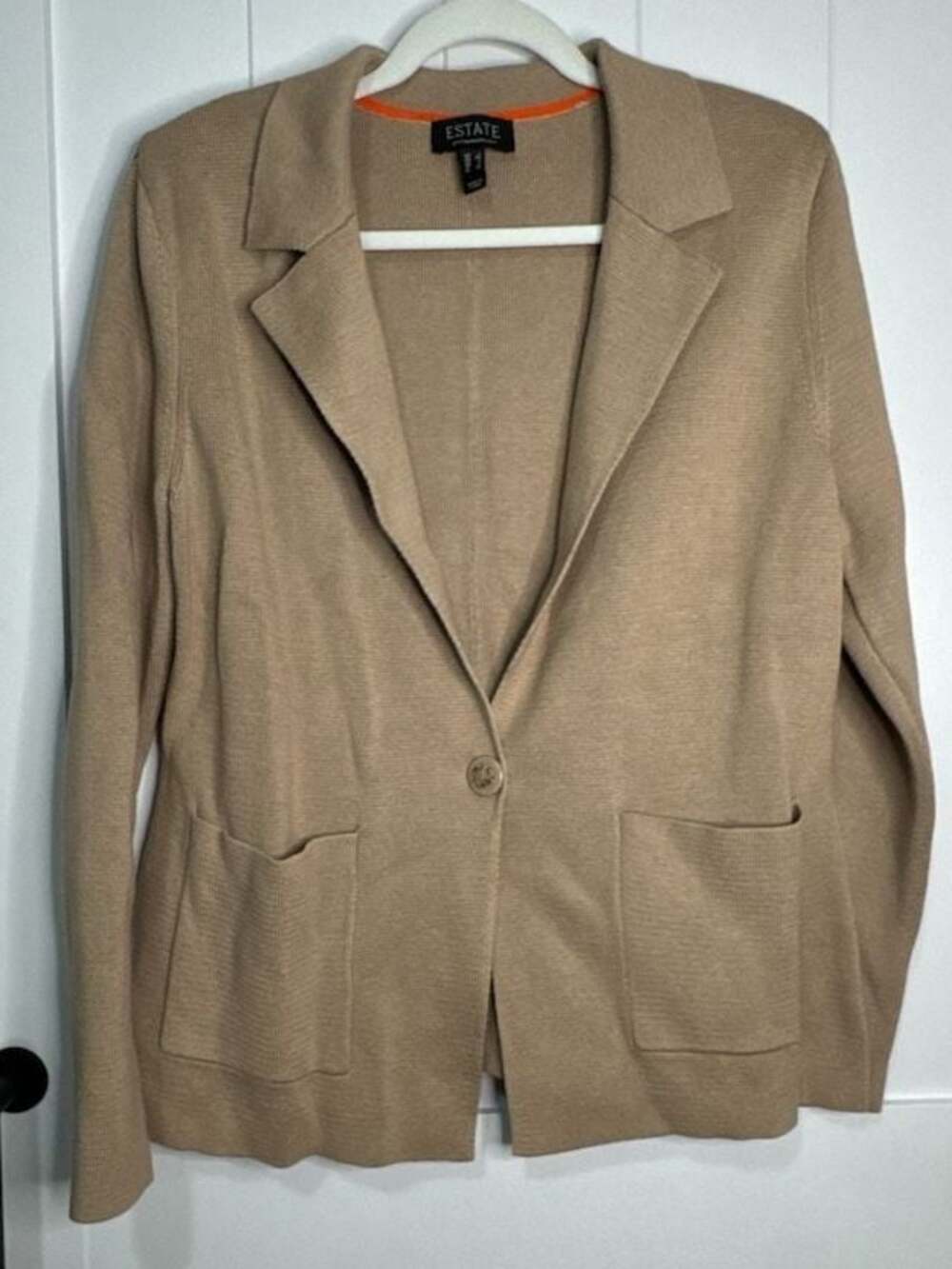 Estate by Isaac Mizrahi Live! Tan Knit Sweater Blazer Size L